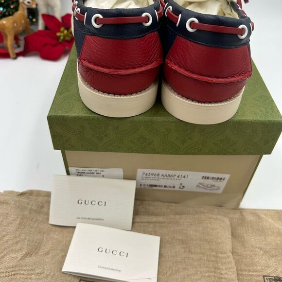 Men’s Gucci GG embossed, leather boat shoes size 9, made in Italy - Picture 6 of 10